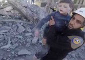 Children Pulled From Rubble After Airstrikes in Idlib Governorate