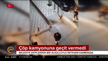 Çöp kamyonuna geçit vermedi