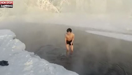 Sibérie : Un touriste se baigne dans la rivière la plus froide du monde (vidéo)