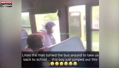 Etats-Unis : Un ado saute d'un bus scolaire en marche (vidéo)