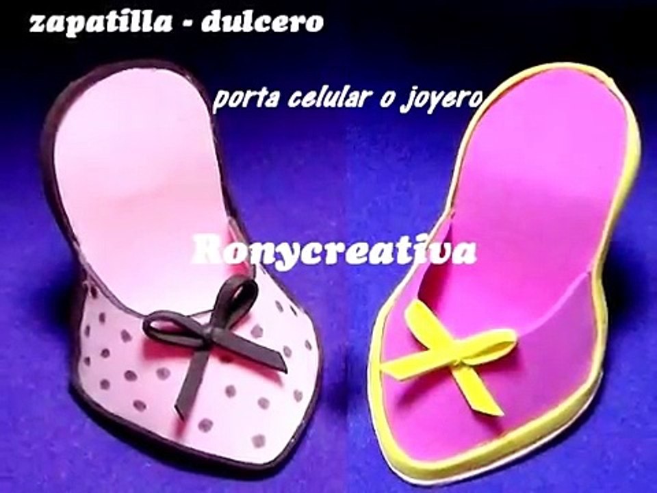 Manualidades dulcero zapatilla de fomi-foamy o goma eva / porta celular
