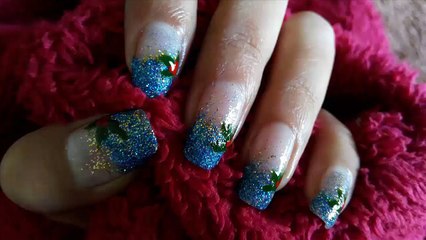 Blue And Golden Glitter Nail Art Tutorial