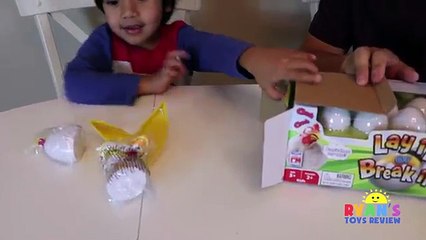 Lay it or Break It game for Kids! Family Fun Game Night! Catch Egg Surprise Toys Children