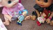 BABY ALIVE Real Surprises doll + Baby Go Bye Bye doll Sneak out of bed and have a Cupcake Fight