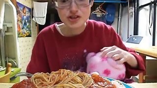 {ASMR} Whole Wheat Pasta with Marinara and Shrimp :)