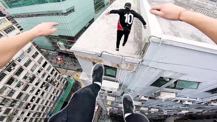 Parkour sur les toits à Hong Kong (POV)