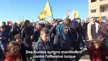 Des Kurdes syriens manifestent contre l'offensive turque