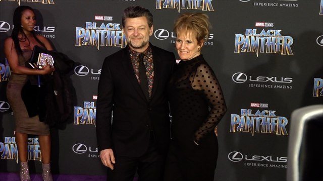 Andy Serkis and Lorraine Ashbourne Black Panther World Premiere Purple Carpet