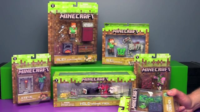HUGE MINECRAFT TOYS UNBOXING! | Alex, Steve, Creeper, Wild Animals Pack, Zombie Pigman