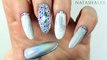 HOLO CHROME STAMPED UNICORN NAIL ART | Stamping with Powders | Crystals | White & Silver Nails