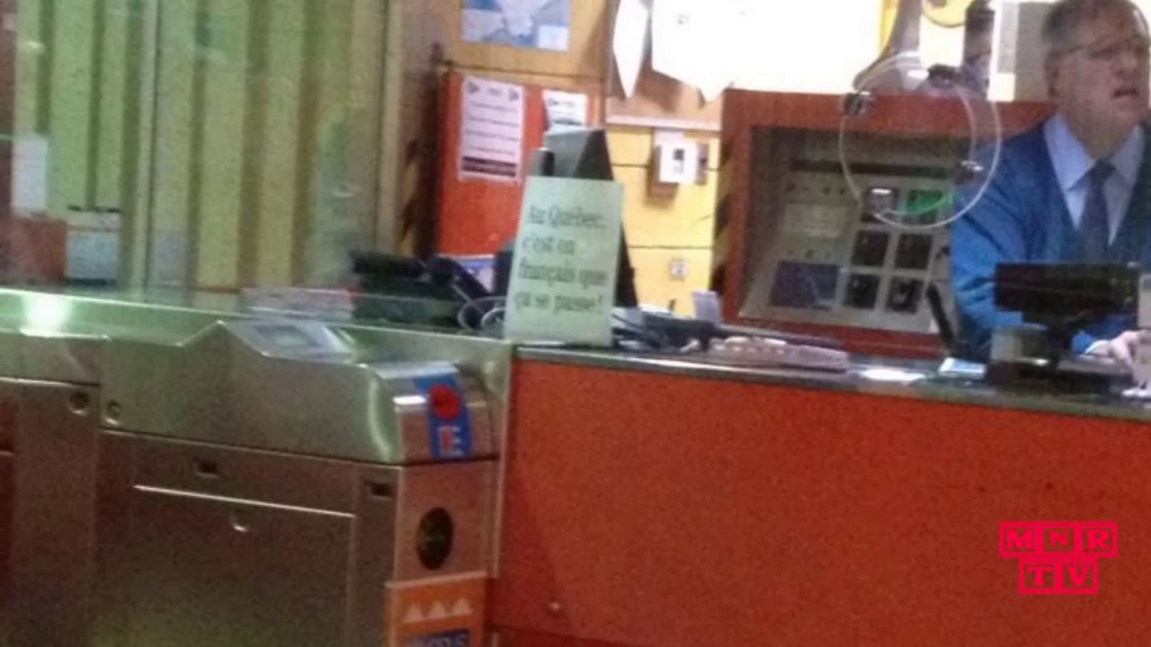 Protest of French Sign in STM Ticket Booth