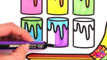 How to Draw Colorful Paint Brush & Paint Tins, Coloring Pages | Learning Drawing Art Colors for Kids