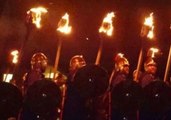 Vikings March With Torches in Up Helly Aa Fire Festival