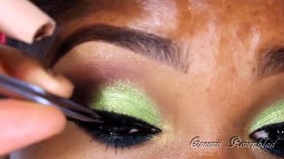 Full Face Make Up Tutorial - Lime green eyes /neutral-nude matte lips