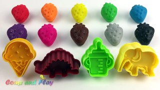 Learn Colors Play Doh Strawberry Ice Cream Baby Bottle Elephant Dinosaur Fun & Creative For Kids