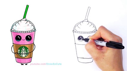 How to Draw a Starbucks Frappuccino Cute step by step Cartoon Drink