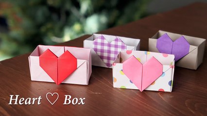 【折り紙１枚】ハートの箱ができた♡♡バレンタインにも♪HeartBox【Origami Tutorial】(#73)