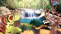 INDOMINUS REX vs MOSASAURUS! Story 2 LEGO DINOSAUR BATTLE JURASSIC WORLD TOYS - T-Rex & Velociraptor
