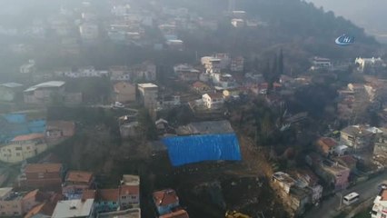 Heyelan Bölgesi Havadan Görüntülendi