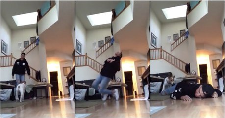 Rapaz finge-se de morto para ver qual é a reação do seu cão