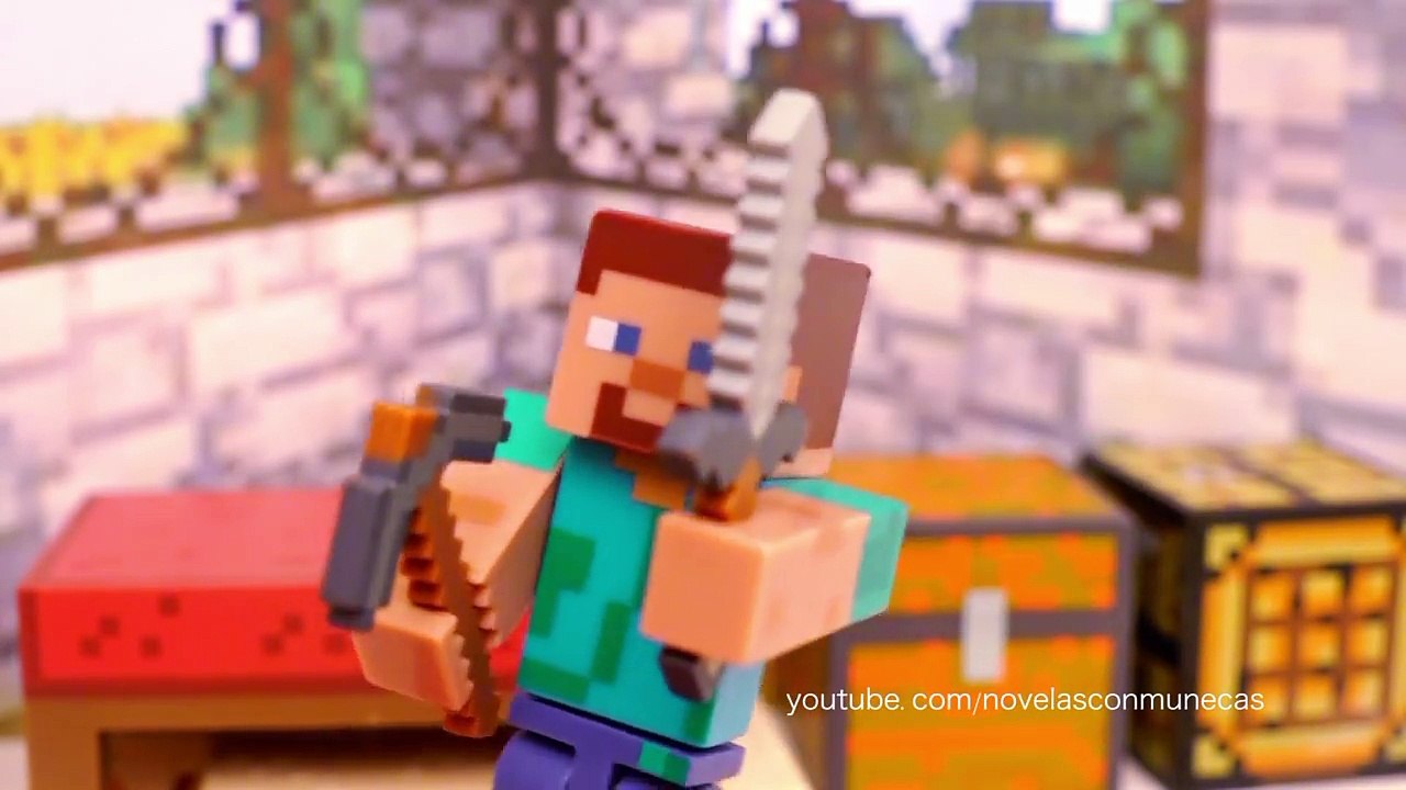 Juguetes de Minecraft - Cajitas sorpresa y playset de Ender dragon con Steve en armadura diamante