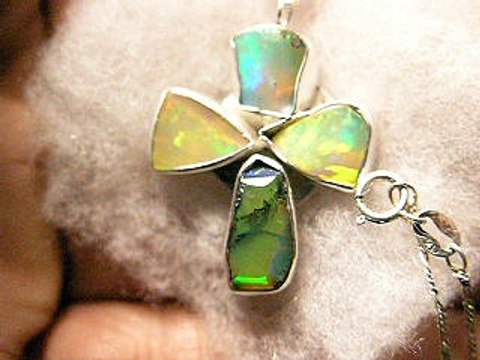 Sterling Ethiopian Opal Cross Ebay