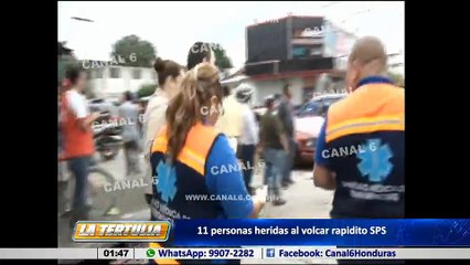 11 personas heridas al volcar unidad de transporte rapidito en San Pedro Sula