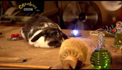 Gigglebiz Professor Muddles who is attempting to swap brainwaves with a bunny