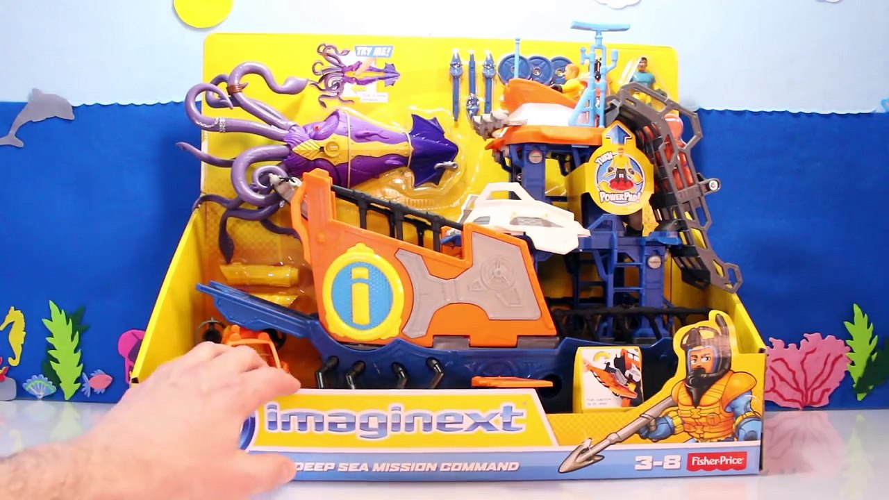 Imaginext Toys Videos DEEP SEA Mission Command Toy Boats + GIANT SQUID Toy Tested & Review Kids