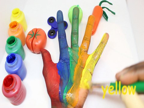 Learn Colors with Body Paint , Fruits, Vegetables & Fidget Spinner | Finger Family Nursery Rhymes