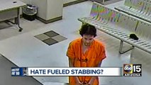 Victim alleges he was stabbed during hate crime