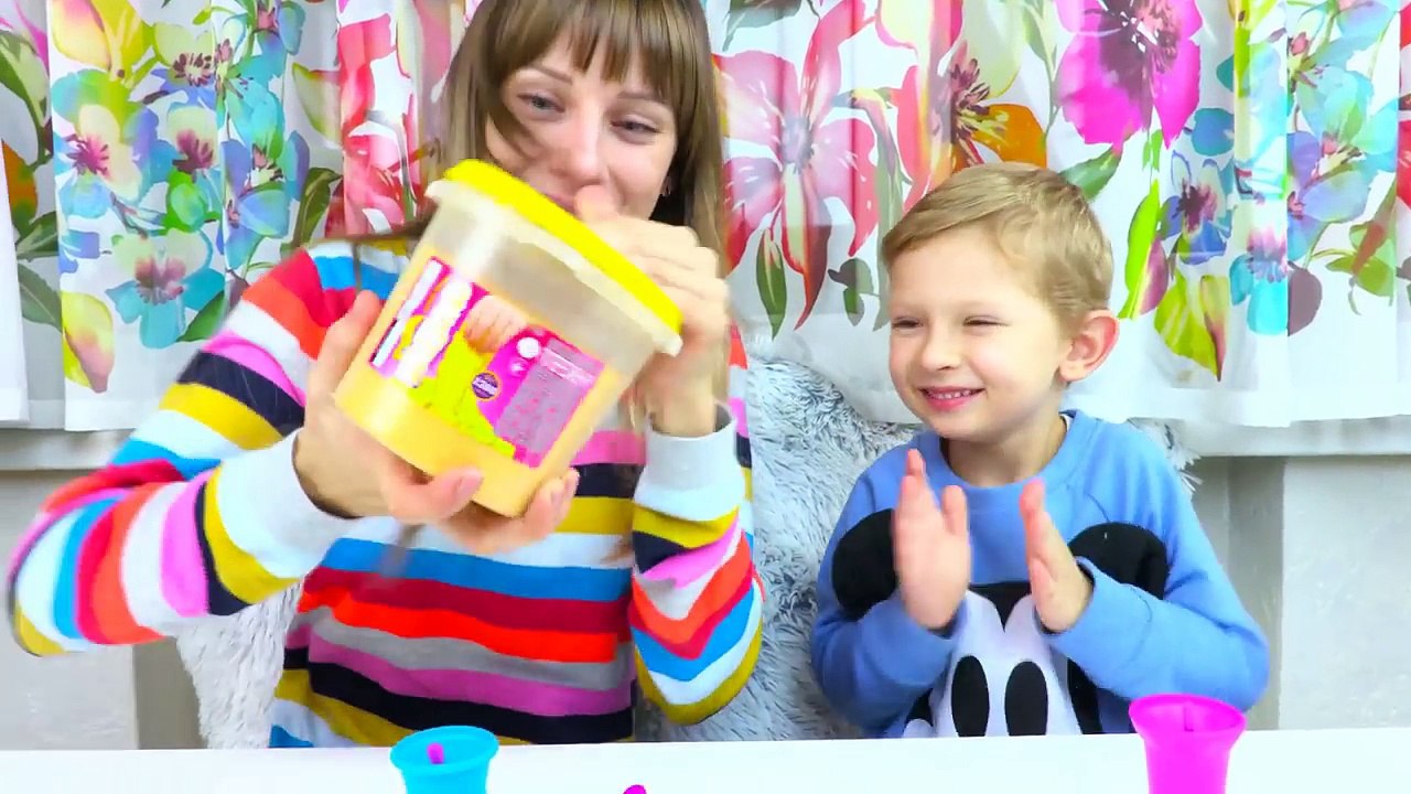 تعلم الألوان مع الحركية الرمال قوس قزح مفاجأة لعب كيفية جعل للأطفال، أغنية الطفل الأغاني الآيس كريم