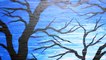 Peinture triptyque moderne : Silhouette d'arbre obscure.