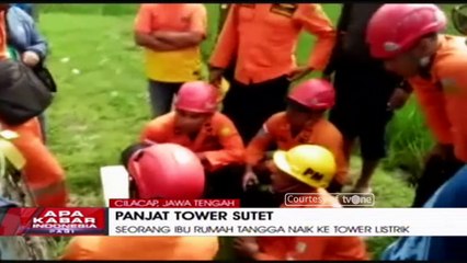 Drama Penyelamatan Ibu Rumah Tangga yang Nekat Panjat Tower Sutet
