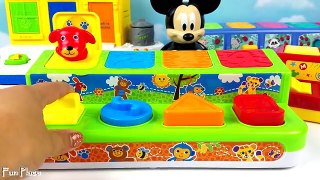 Pop Up Toys Learn Zoo Farm Animals Names Colors w/ Mickey Elmo Sesame Street Tayo The Little Bus Toy