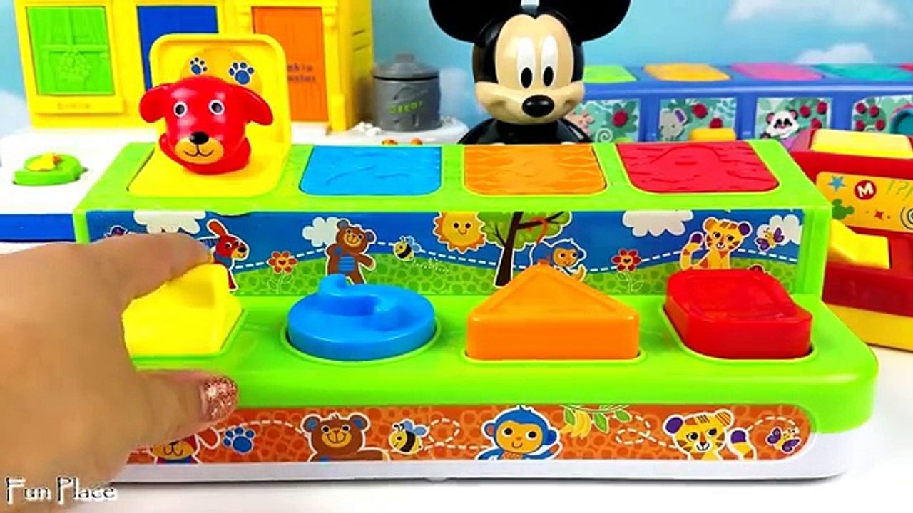 Pop Up Toys Learn Zoo Farm Animals Names Colors w/ Mickey Elmo Sesame Street Tayo The Little Bus Toy