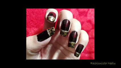 HINDI : French manicure with Stars Nail art