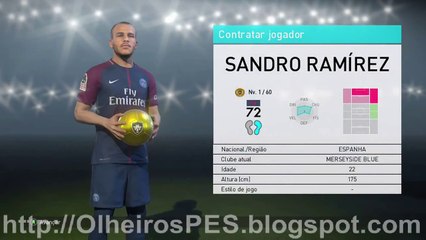 PES 2018 - Combinação de Olheiros para contratar Sandro Ramírez do Merseyside Blue
