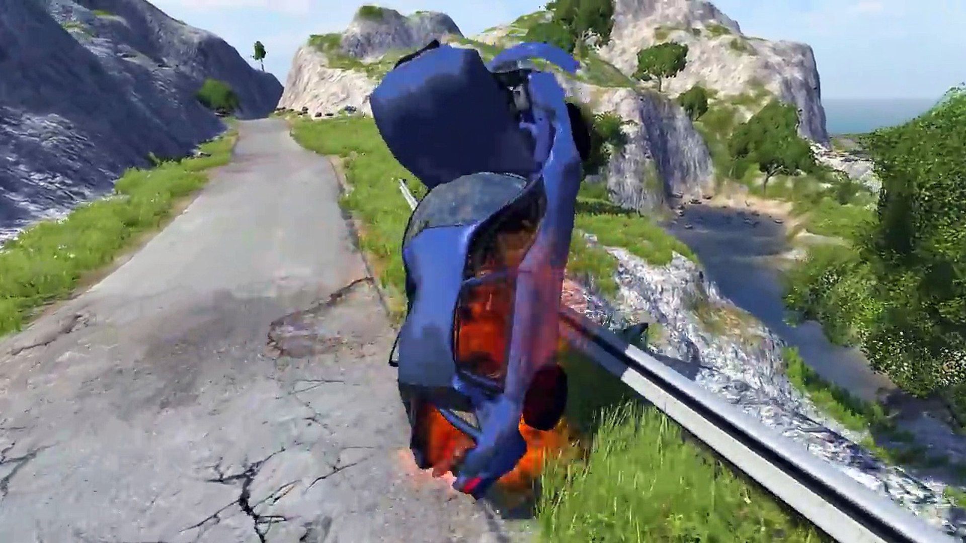 ⁣Потерял контроль над управлением BeamNG аварии Тачки летят в пропасть Гоночные игры ДТП столкновения