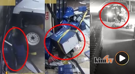 Hancur pintu masuk pasar raya, rompak mesin ATM