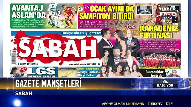 Gazeteler: Manşet Haberler 02 02 2018