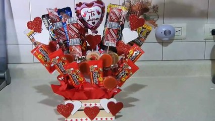 arreglo de dulces para san valentin