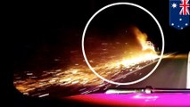 【車載カメラ】火を噴きながら走行続けるトレーラー　豪州 - トモニュース