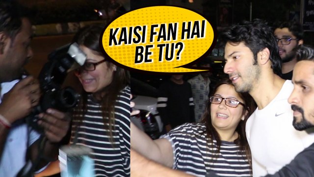 Varun Dhawan Fans Fights With Media For Varun | Varun Dhawan SPOTTED Outside GYM