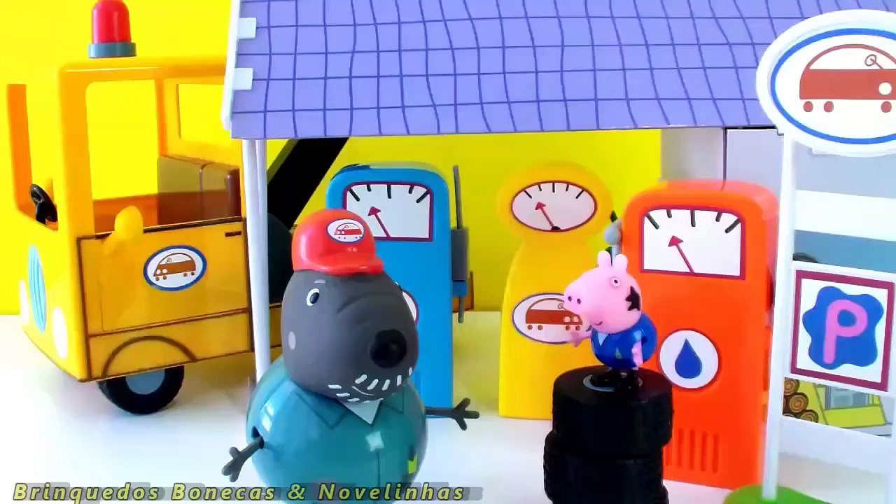 Peppa Pig George Reboque Posto gasolina Vovô Cão Grandad Dogs Breakdown Playset Toy brinquedos