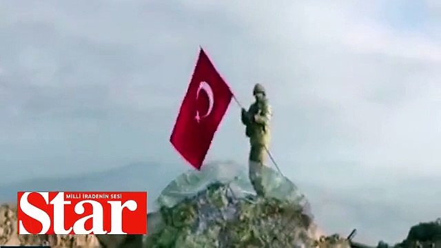 Kahraman Mehmetçik Darmık Dağı�na Türk bayrağını böyle dikti
