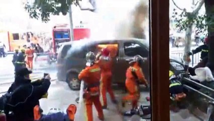 Minivan carrying gas canisters crashes into pedestrians in Shanghai