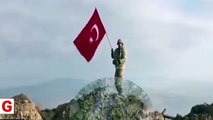 Kahraman Mehmetçik Darmıık Dağı'na  bayrağımızı böyle dikti