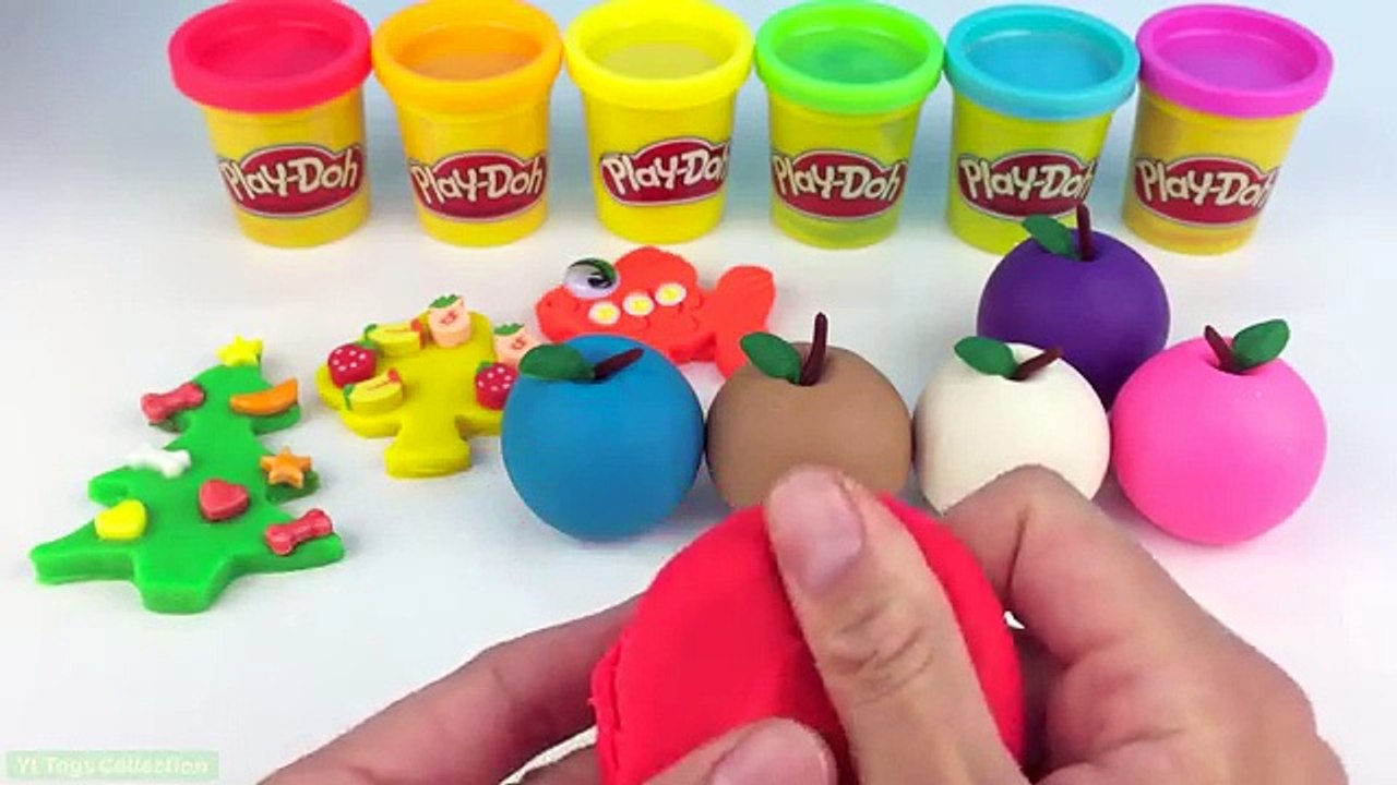 Learn Colors with Play Doh Apples with Fish Teddy Bear Jellyfish Molds Fun and Creative for Kids
