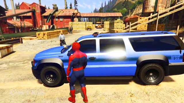 سيارة شرطة للأطفال و سبايدرمان الكرتون ث دراجة نارية الحضانة القوافي الأغاني للأطفال